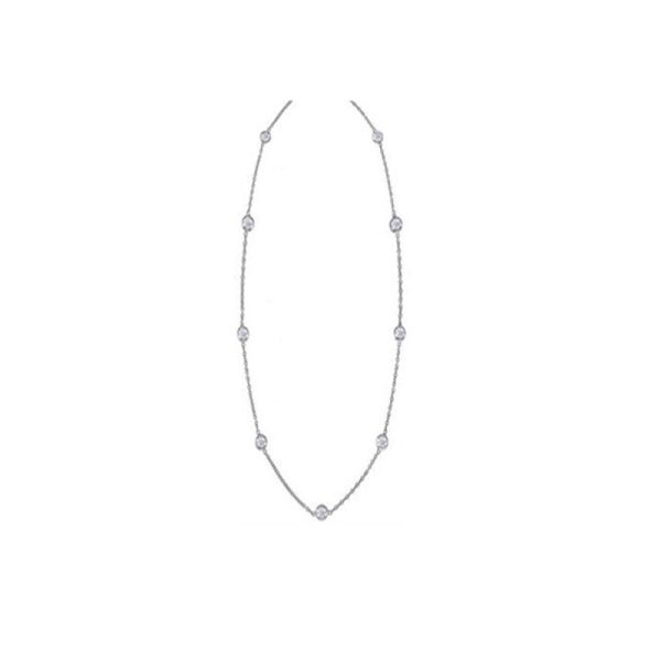 DIAMOND ROUND NECKLACE 1.01 CARATS 18KWG 16.5 INCHES CHAIN