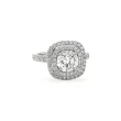 Round Brilliant Diamond and Double Halo Engagement Ring 2.05 ctw in Platinum