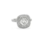 Round Brilliant Diamond and Double Halo Engagement Ring 2.05 ctw in Platinum