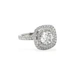 Round Brilliant Diamond and Double Halo Engagement Ring 2.05 ctw in Platinum