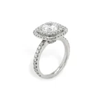Round Brilliant Diamond and Double Halo Engagement Ring 2.05 ctw in Platinum