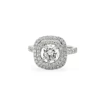 Round Brilliant Diamond and Double Halo Engagement Ring 2.05 ctw in Platinum
