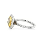 Fancy Yellow Diamond Solitaire Halo Ring 2.78 ctw in Platinum and 18K Yellow Gold