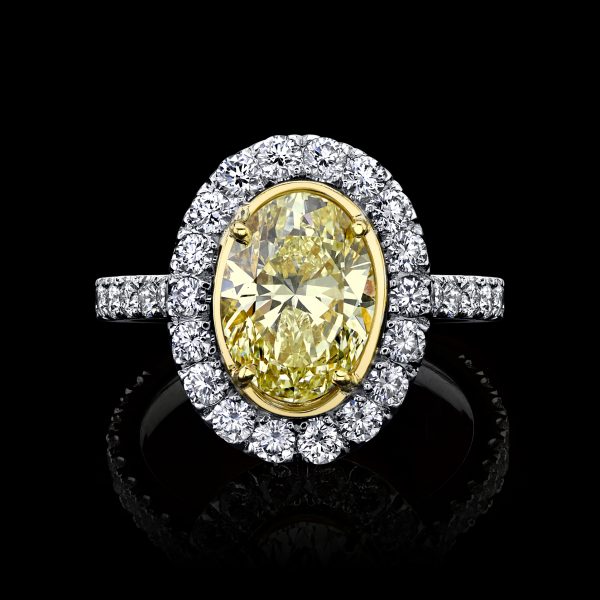 Oval Yellow Diamond Ring 2.52 carats GIA