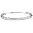 Diamond Prong Set Round Brilliant Bangle Bracelet 1.50 ctw in 14K White Gold