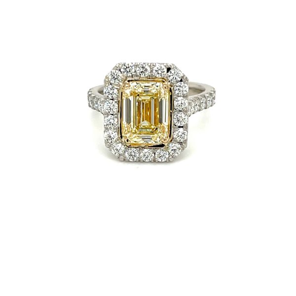 Yellow Diamond Emerald Cut Ring 2.70 carats