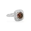 Fancy Dark Brown Round Brilliant Diamond and Double Halo Ring Set in Platinum