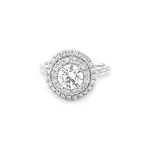 Round Brilliant Diamond with Double Halo Engagement Ring 2.06 ctw in 18K White Gold