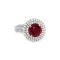 Chatham Ruby and Diamond Double Halo Engagement Ring 3.36 ctw in Platinum