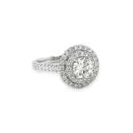 Round Brilliant Diamond with Double Halo Engagement Ring 2.06 ctw in 18K White Gold