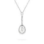 Diamond Pear and Round-shaped Drop Necklace in 18K White Gold