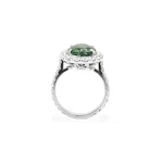 Oval Green Tourmaline and Diamond Ring 7.08 ctw Set in Platinum