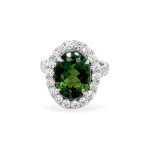 Oval Green Tourmaline and Diamond Ring 7.08 ctw Set in Platinum