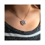 Baguettes and Round Diamond Necklace in 18K White Gold