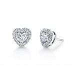 Diamond Heart Shape Stud Earrings in Platinum