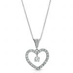 Diamond Heart Necklace 0.89 ctw in14K White Gold