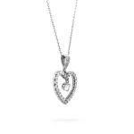 Diamond Heart Necklace 0.89 ctw in14K White Gold
