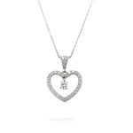 Diamond Heart Necklace 0.89 ctw in14K White Gold