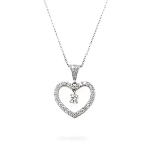Diamond Heart Necklace 0.89 ctw in14K White Gold