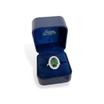 Oval Green Tourmaline and Diamond Ring 7.08 ctw Set in Platinum