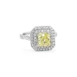 Fancy Yellow Radiant Diamond Double Halo Ring 1.98 ctw in 18K Yellow Gold & 18K White Gold