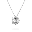 Baguettes and Round Diamond Necklace in 18K White Gold