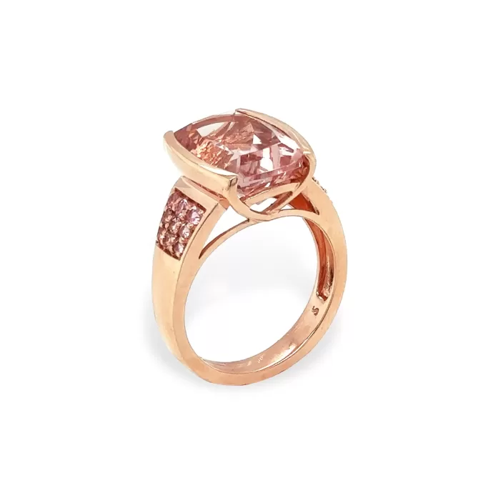 Morganite and Pink Tourmaline Ring in 14K Rose Gold