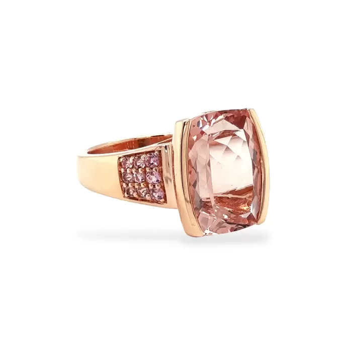 Morganite and Pink Tourmaline Ring in 14K Rose Gold