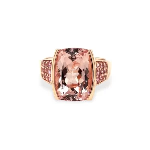 J3904 Morganite and Pink Tourmaline Ring in 14K Rose Gold