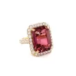 Pink Tourmaline and Diamond Halo Ring in 18K Rose Gold