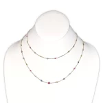Diamonds & Multi-color Gemstone Station Necklace, 4.31 ctw in 18K Yellow Gold