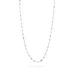 Diamonds & Multi-color Gemstone Station Necklace, 4.31 ctw in 18K Yellow Gold