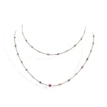 Diamonds & Multi-color Gemstone Station Necklace, 4.31 ctw in 18K Yellow Gold