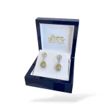Yellow Diamond Pear-shaped and Flower Diamond Drop Earrings in Platinum & 18K Yellow Gold