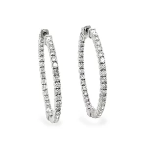 J5794 Diamond Hoop Earrings 2.72 ctw in 14K White Gold