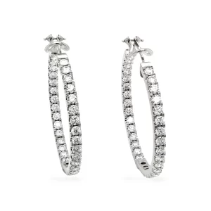 J5805 Diamond Hoop Earrings 7.40 ctw in 18K White Gold