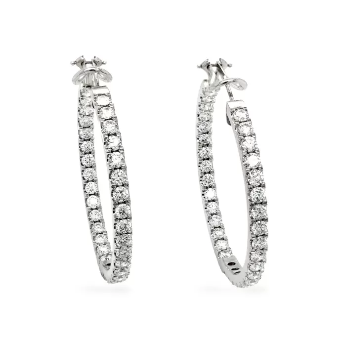 Diamond Hoop Earrings 7.40 ctw in 18K White Gold