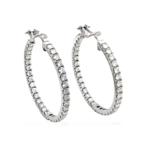 Diamond Hoop Earrings 7.40 ctw in 18K White Gold