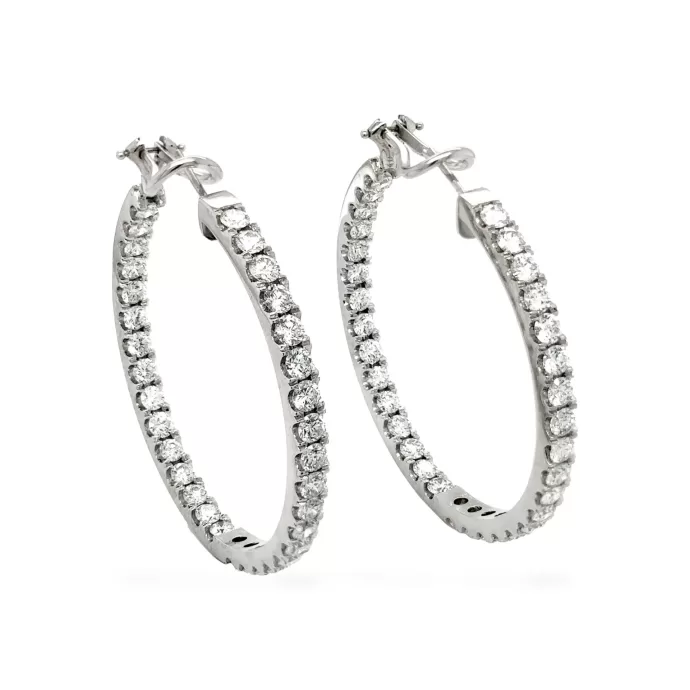 Diamond Hoop Earrings 7.40 ctw in 18K White Gold