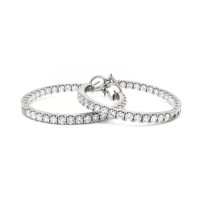 Diamond Hoop Earrings 7.40 ctw in 18K White Gold