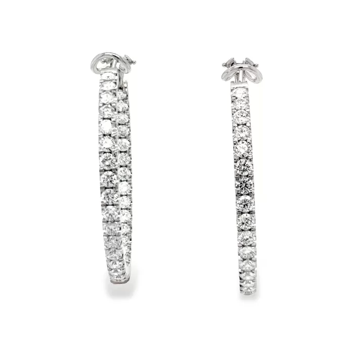 Diamond Hoop Earrings 7.40 ctw in 18K White Gold