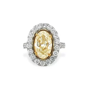 J5879 Oval Yellow Gold Diamond Halo Ring 6.03 ctw in 18K Yellow Gold & Platinum