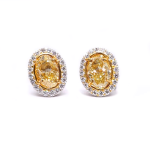 Diamond Yellow Oval Halo Stud Earrings 3.13 Carats in Platinum and 18K Yellow Gold with GIA Certificate