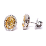 Diamond Yellow Oval Halo Stud Earrings 3.13 Carats in Platinum and 18K Yellow Gold with GIA Certificate