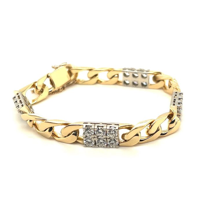 Diamond Curb Link Bracelet  5.25 ctw in 18K Yellow Gold/White Gold