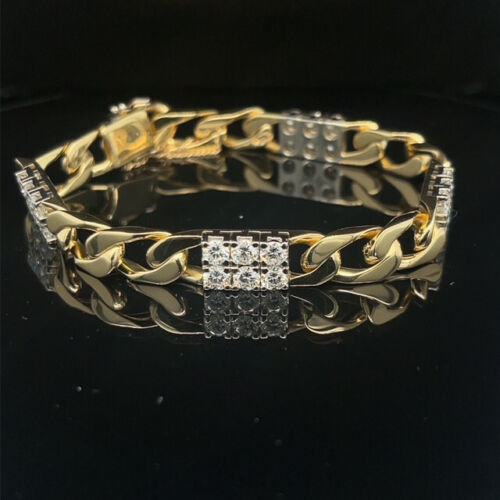 Diamond Curb Link Bracelet  5.25 ctw in 18K Yellow Gold/White Gold