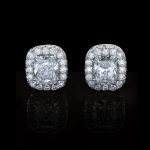 Cushion Cut Natural Diamond Earrings 14.13 carats F Color VS Clarity. 3.95 Carats Small Diamonds. Platinum. GIA