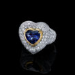 Heart Shape Blue Sapphire and Diamond Ring. Platinum/18KYG