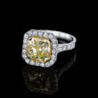 Fancy Yellow Diamond Radiant Cut Ring 3.63 carats. Small Diamond 1.15 GIA Natural Diamond