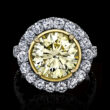Engagement Ring Yellow Diamond Round Brilliant Cut 5.32, Small Diamond 2.70carats .Set in  Plat/18K Natural GIA